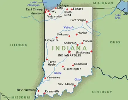 Indiana service area map for shredding, baling and recycling services at KCS Group